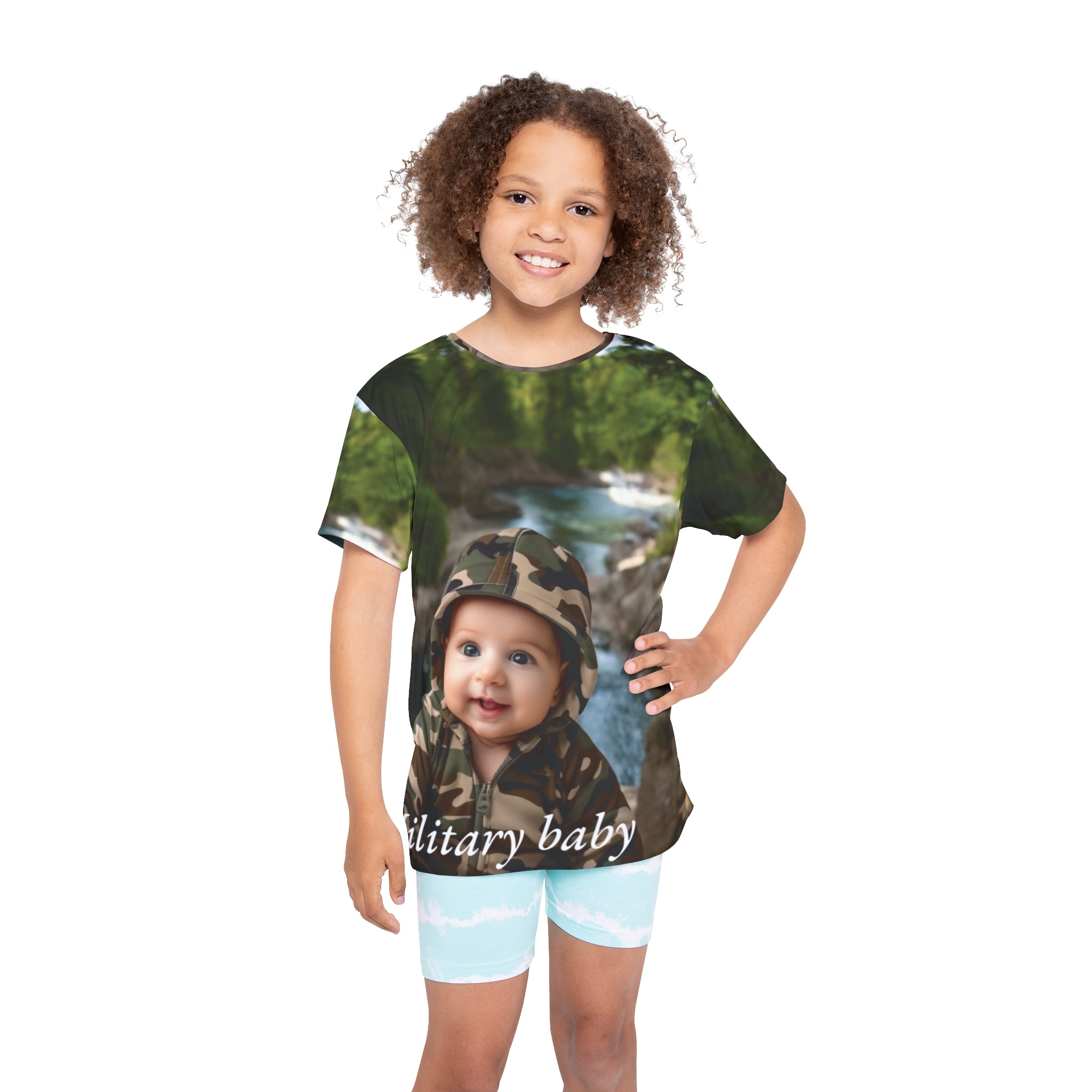 beutiful  Military T-Shirt for Children honring dad or mom