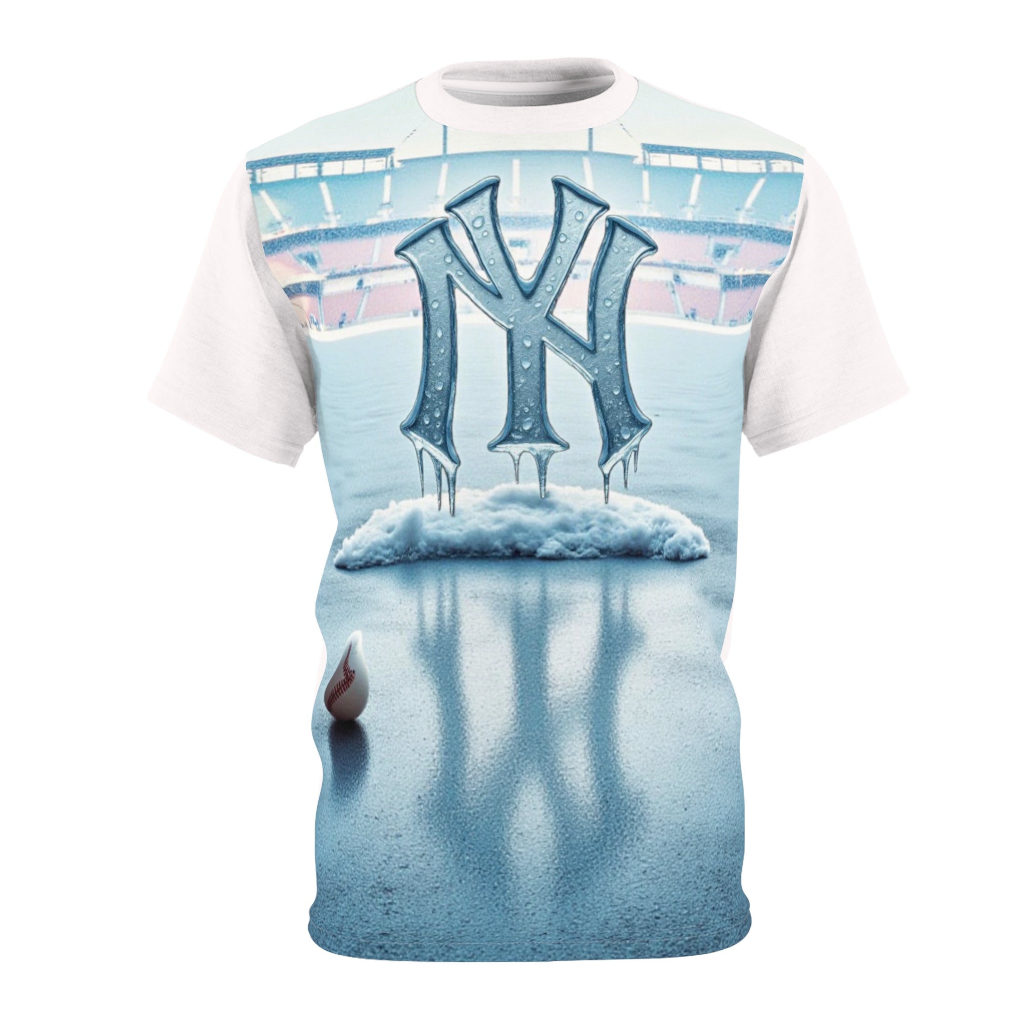 Unisex NY Ice Design Winter T-Shirt, perfect as a Christmas gift or comfortable casual wear.