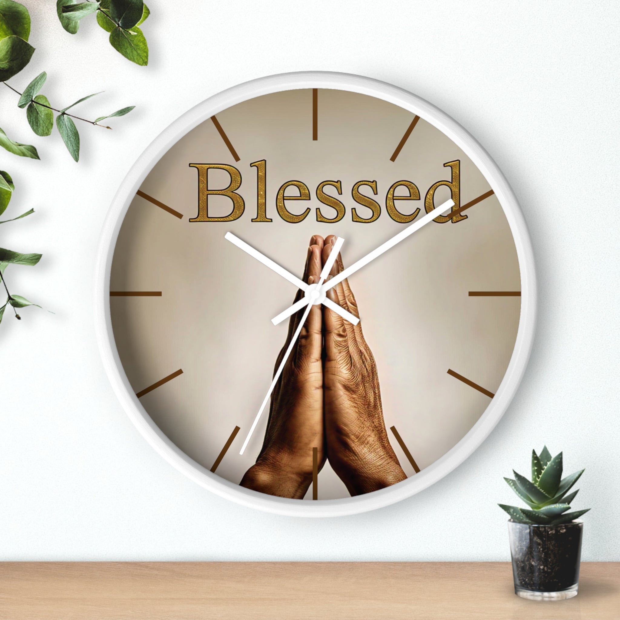 Inspirational Wall Clock - Blessed Home Decor, Spiritual Gift, Positive Vibes, Faith-Based Wall Art, Motivational Office Decor