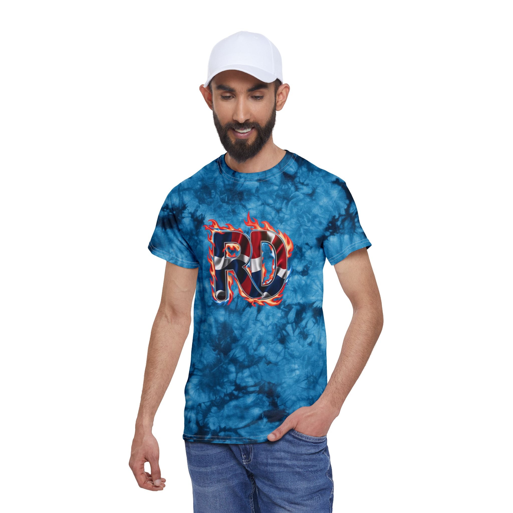 Camiseta con estampado tie-dye de llamas de República Dominicana: camiseta unisex informal y vibrante