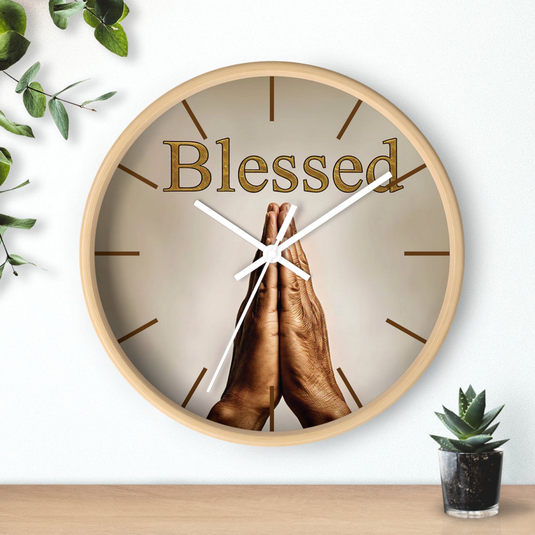 Inspirational Wall Clock - Blessed Home Decor, Spiritual Gift, Positive Vibes, Faith-Based Wall Art, Motivational Office Decor