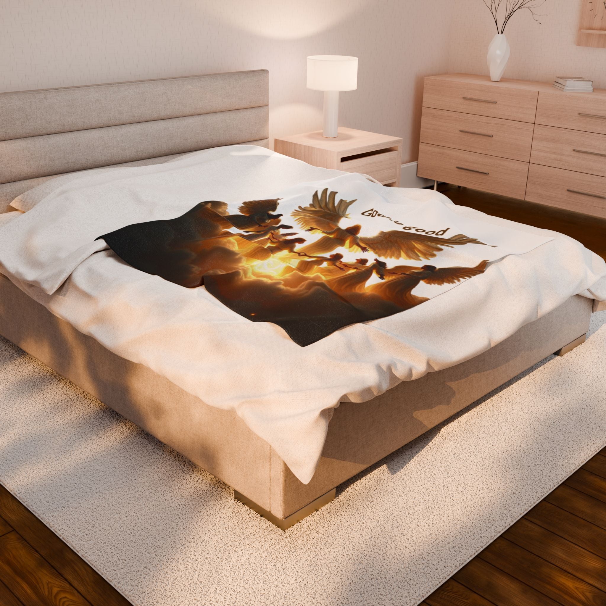 Inspirational Velveteen Plush Blanket - 'God is Good' - Cozy Home Decor for Faith & Comfort