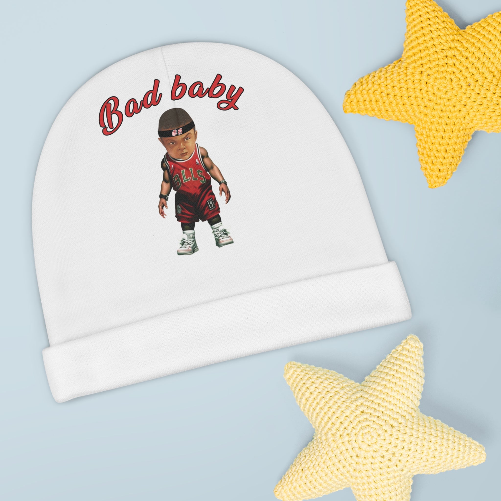 Bad baby white  Beanie (AOP) Bad baby brand
