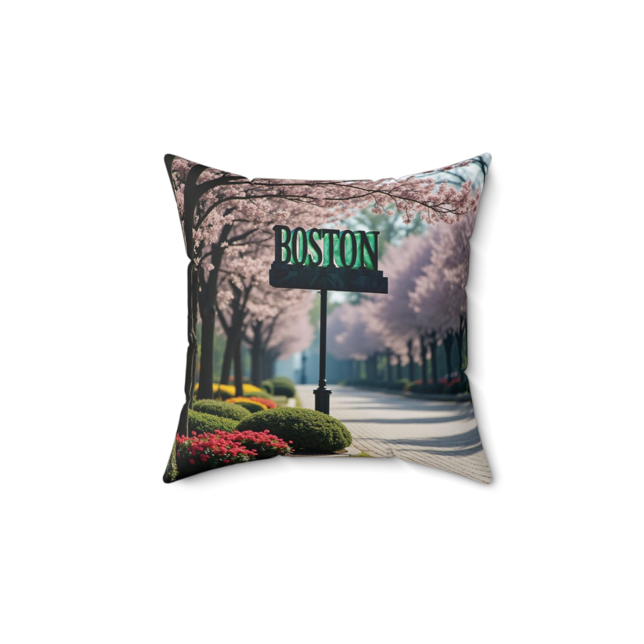 Boston Cherry Blossom Decorative Pillow
