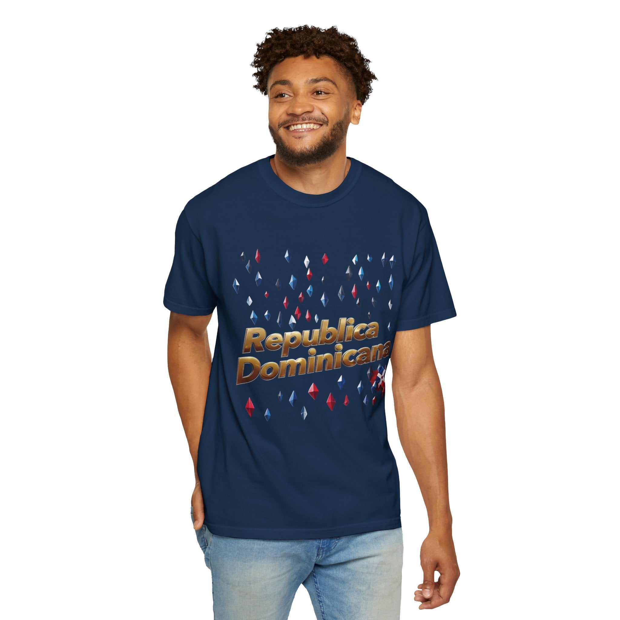 Camiseta unisex teñida en prenda - Camiseta de celebración de República Dominicana