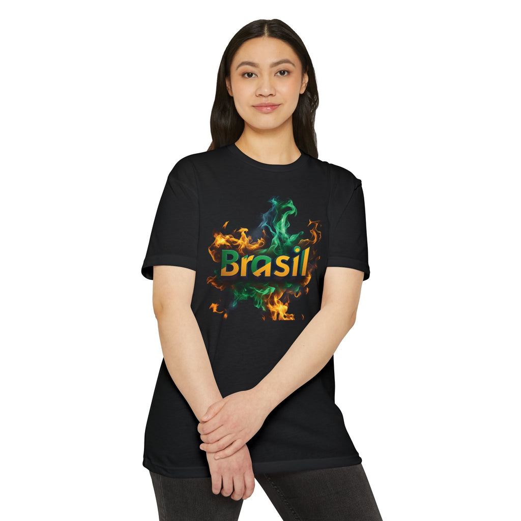 Unisex T-shirt with Brasil Fire graphic print - perfect for sports and festivals