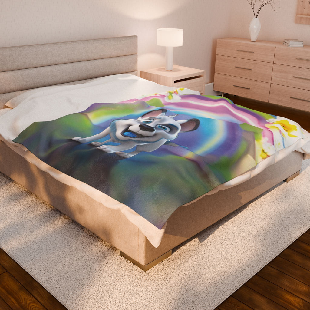 Velveteen Plush Blanket - Happy Dog Children's Throw Blanket