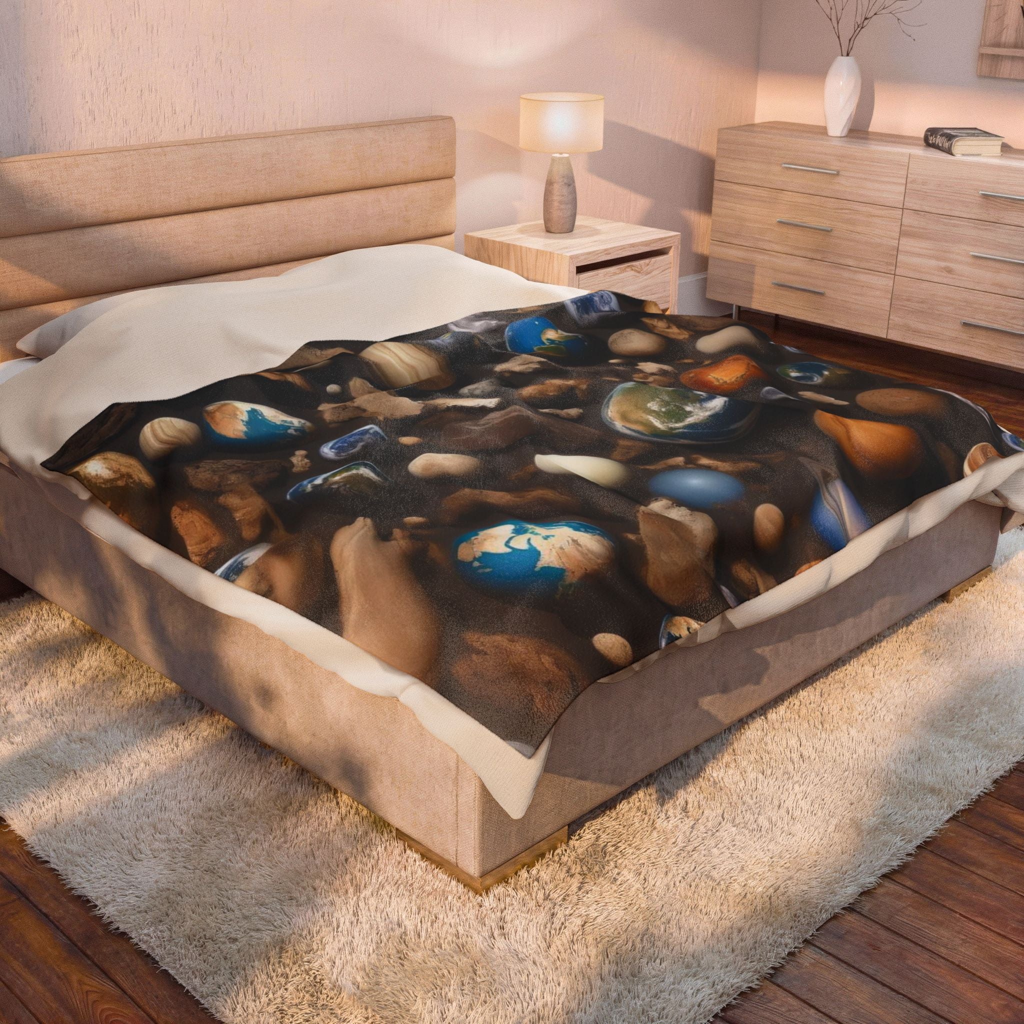 Premium Plush Blanket: "Cosmic Journey: Planets and Stars"- Ideal Christmas Gift