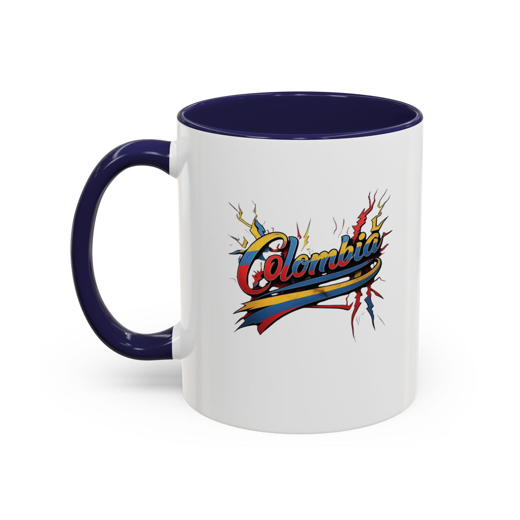 Taza de café con acento colombiano (325 ml y 440 ml), ideal para amantes del café y como regalo.