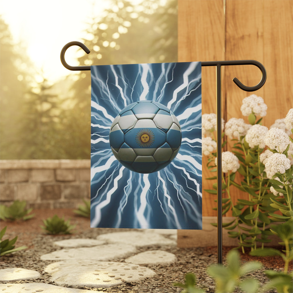 Soccer Lightning Garden Flag – Argentina Blue Ball Football House Banner