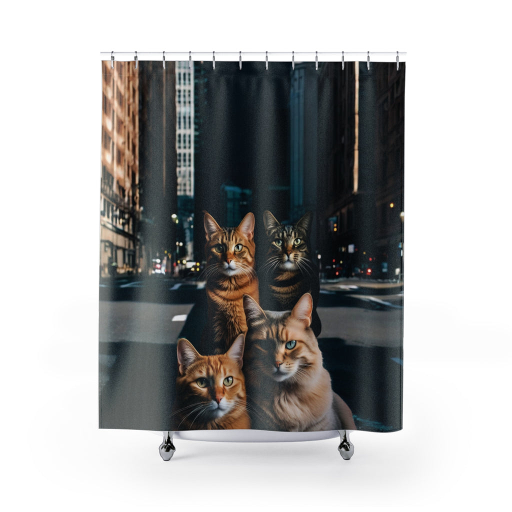 Cat Shower Curtain - Cityscape Design 