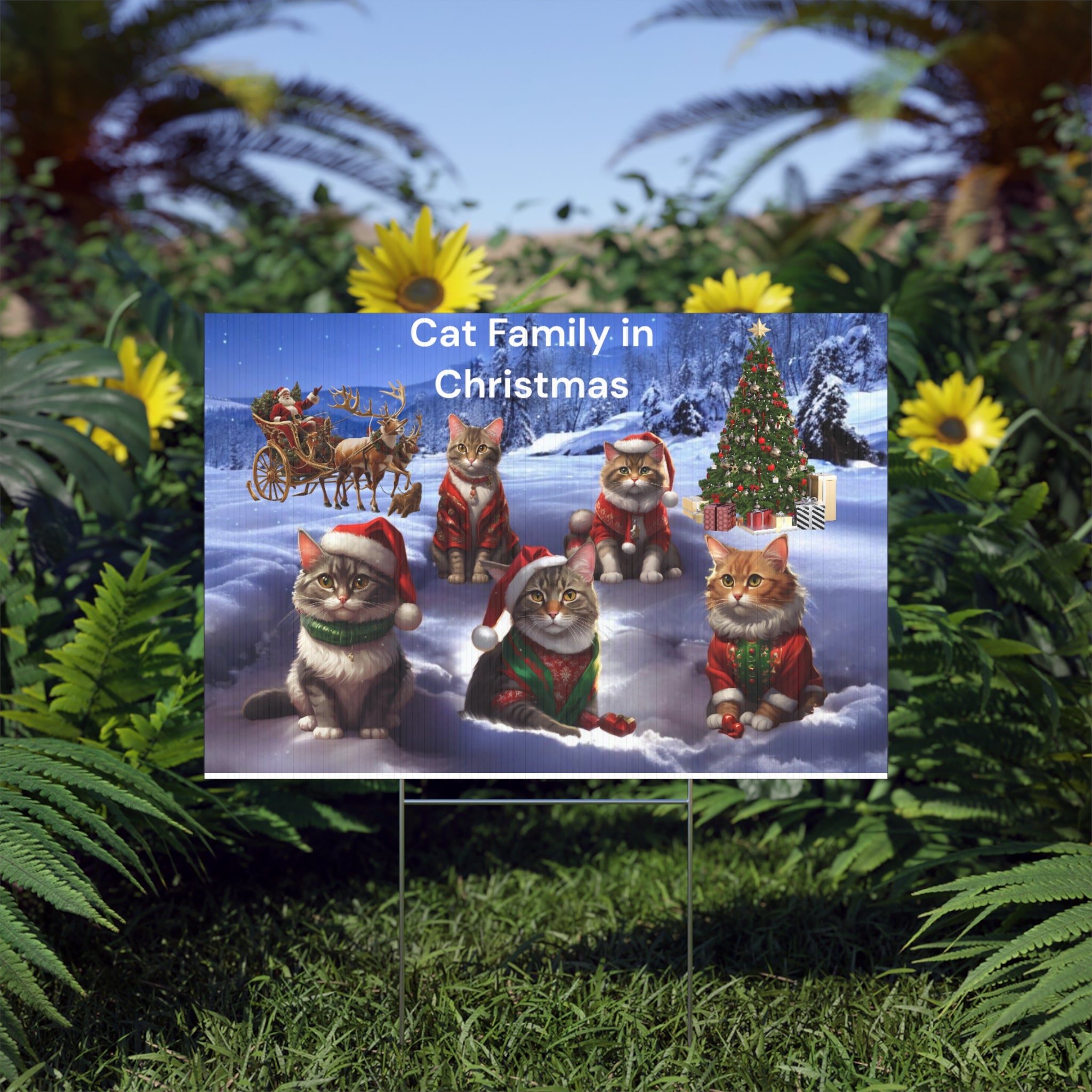 Lawn Sign - Christmas Cats for Cat Lovers