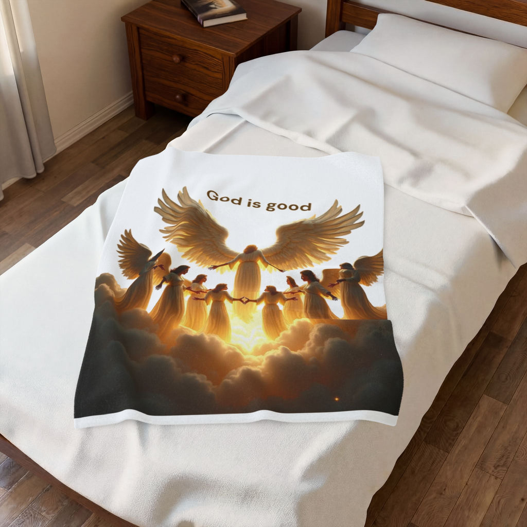 Inspirational Velveteen Plush Blanket - 'God is Good' - Cozy Home Decor for Faith &amp; Comfort