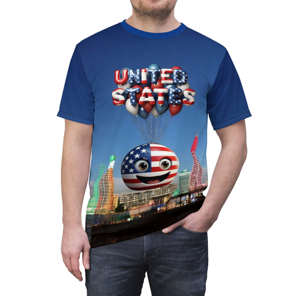 Patriotic Unisex Cut & Sew Tee with USA Balloons Design