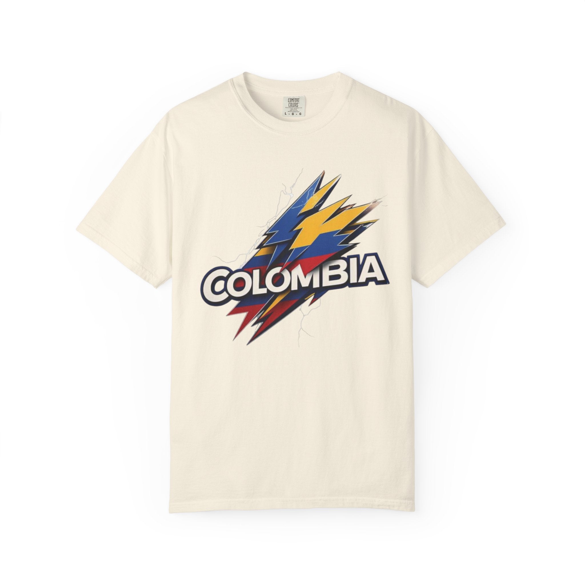 Garment-dyed unisex t-shirt from Colombia - Eye-catching lightning bolt design