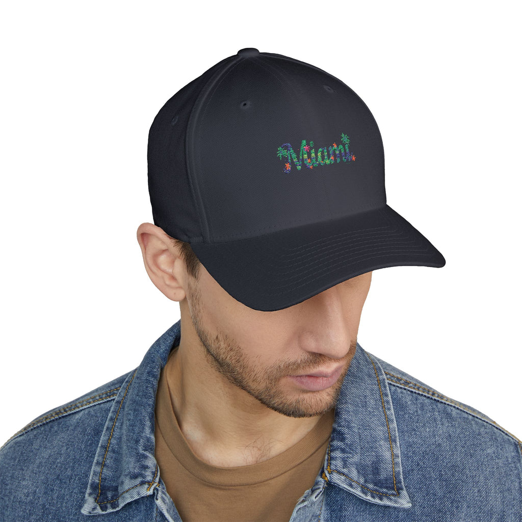 Miami Tropical Floral Embroidered Cap