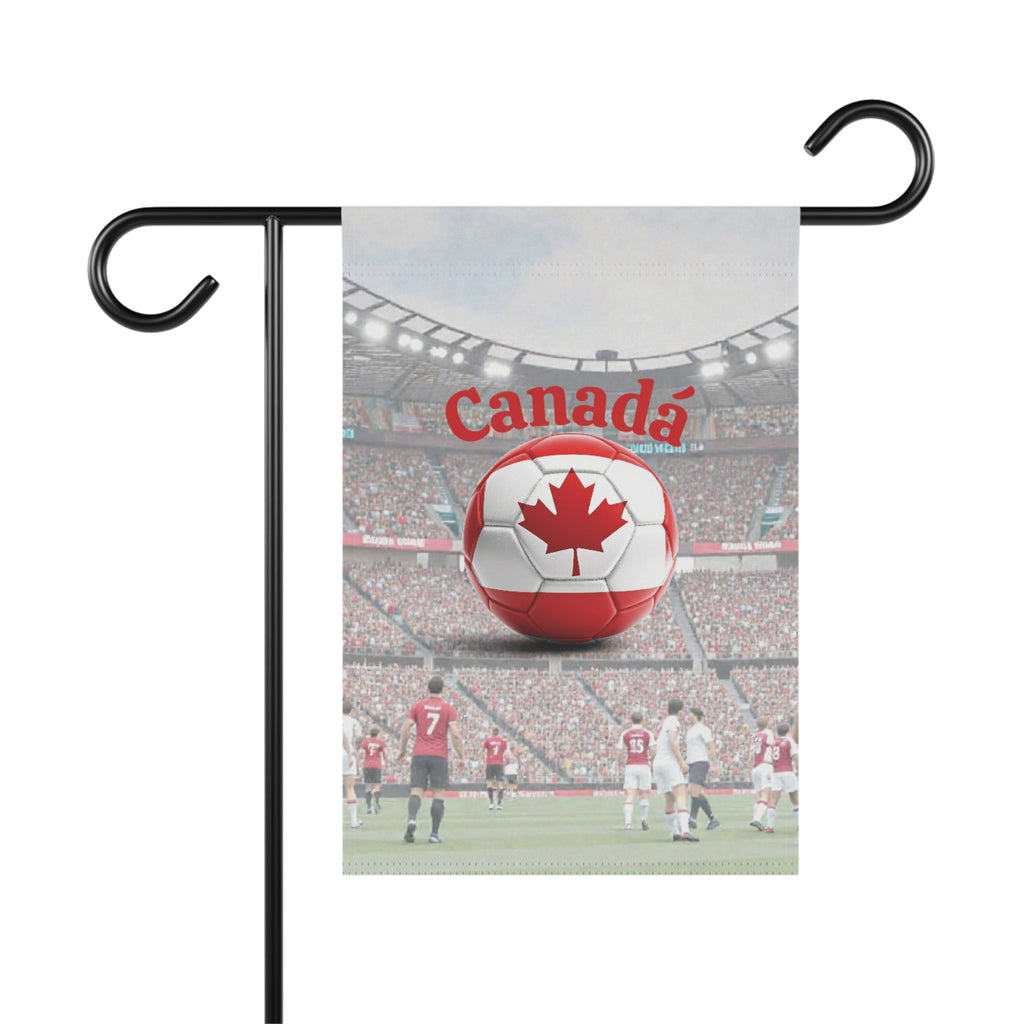 Canada Soccer Garden Flag — Canada Maple Leaf Soccer Ball Stadium Garden Banner