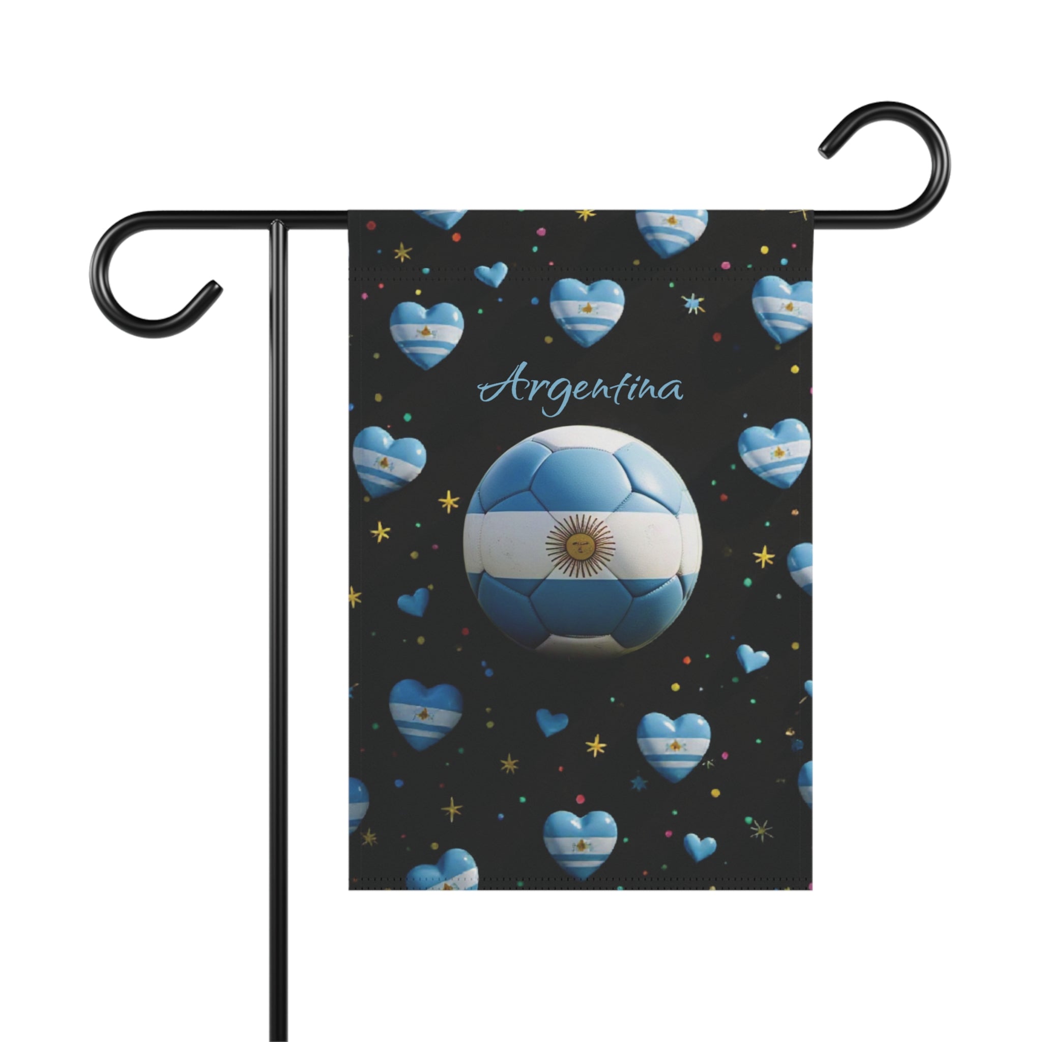Argentina Soccer Garden Flag — Argentina Heart Soccer Ball House Banner