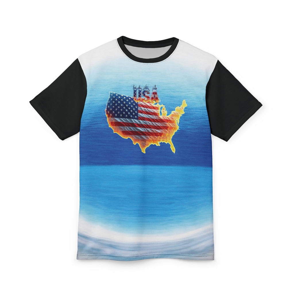 USA Flag Unisex Cut & Sew Tee - Perfect for Independence Day & Summer Celebrations