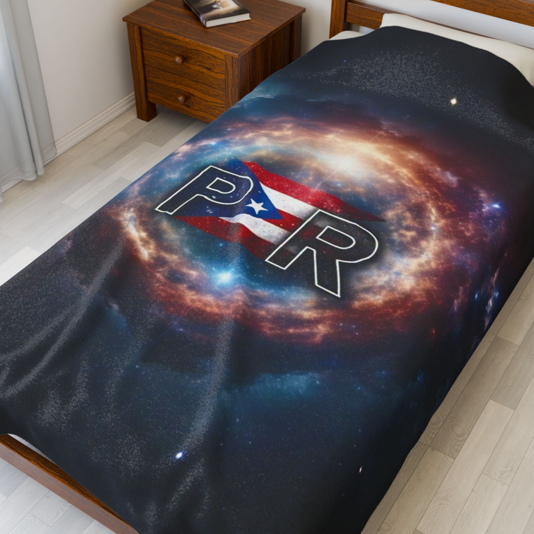 Puerto Rico Flag Galaxy Velveteen Plush Blanket