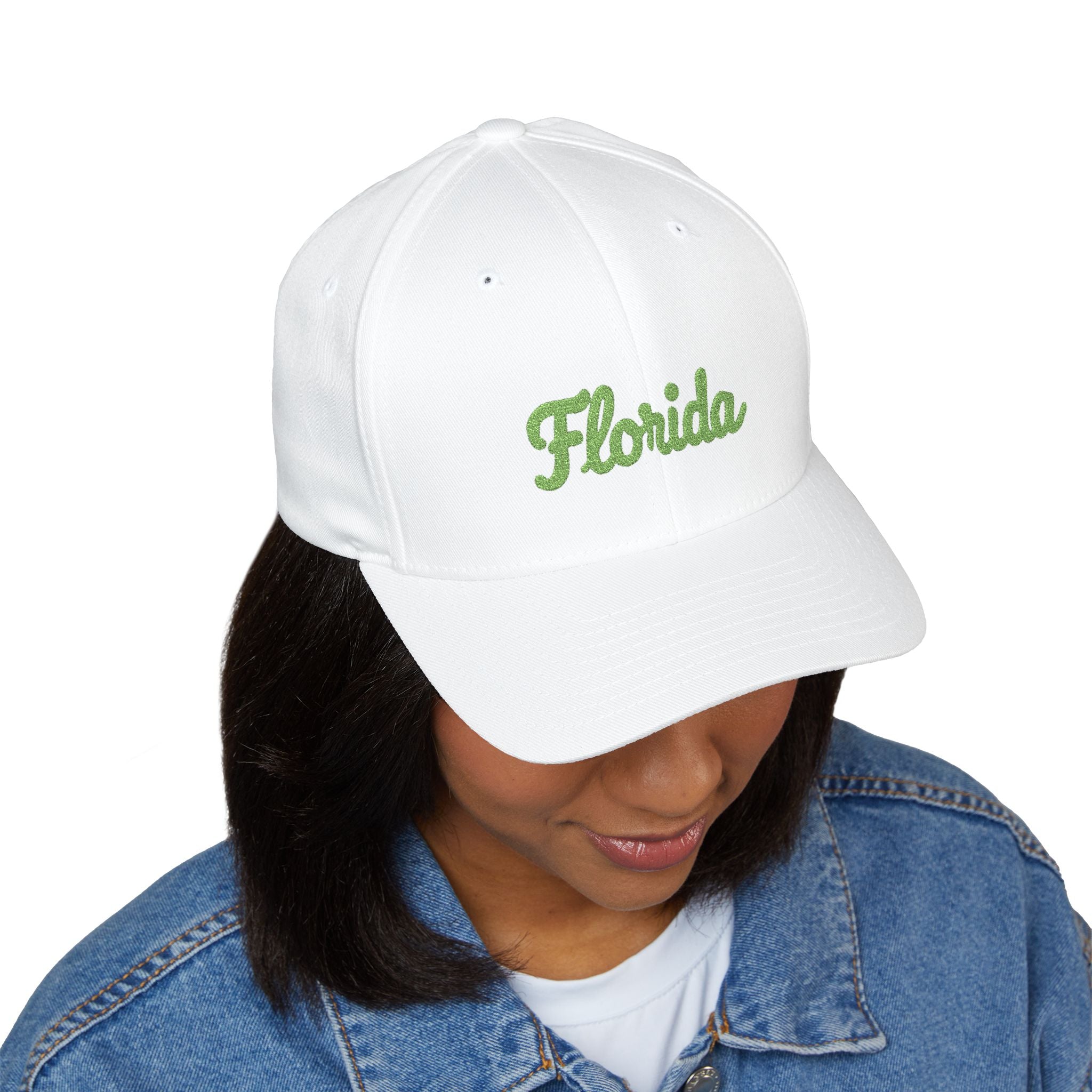 Florida Script Embroidered Cap – Tropical Leaf Stitching