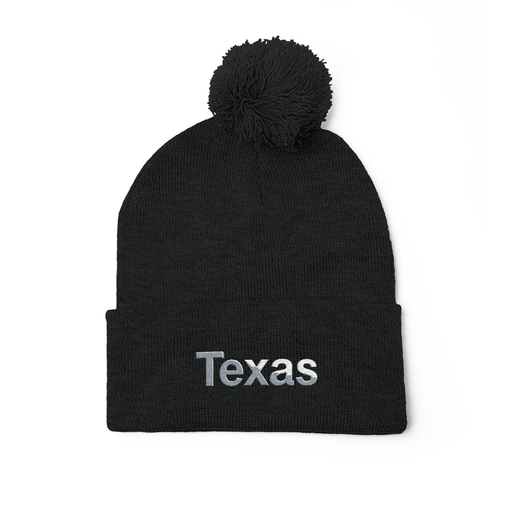 Texas Pom Pom Knit Beanie, Warm Winter Hat, Cute Embroidered Beanie, Fun Gift for Him/Her, Stylish Accessory for Outdoor Adventures.