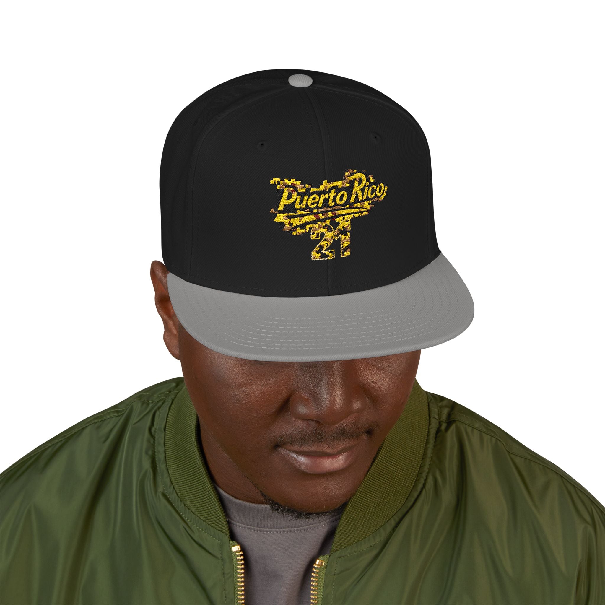 Gorra Snapback Puerto Rico 21: elegante gorra bordada para celebraciones de verano
