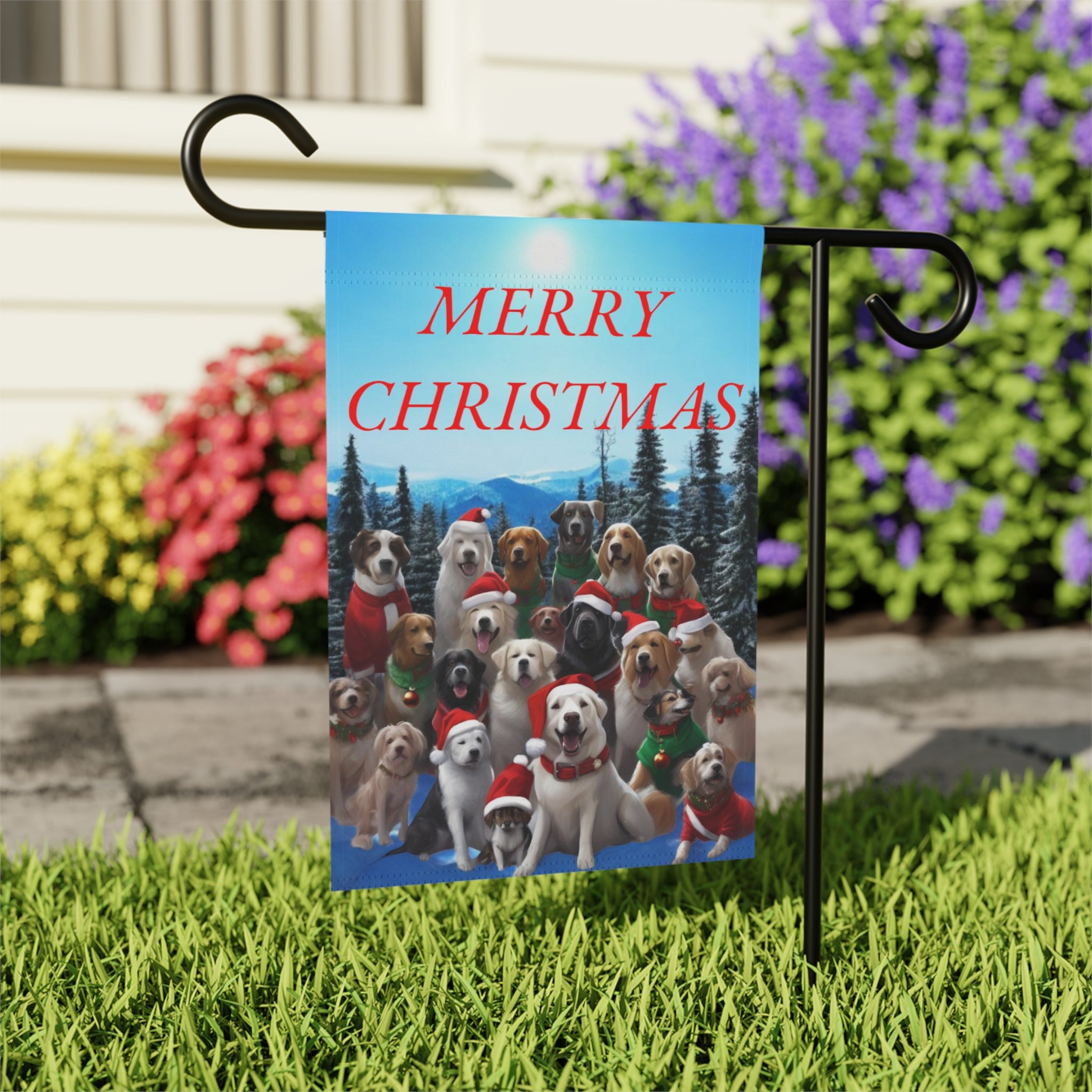 Garden Banner Christmas Dogs