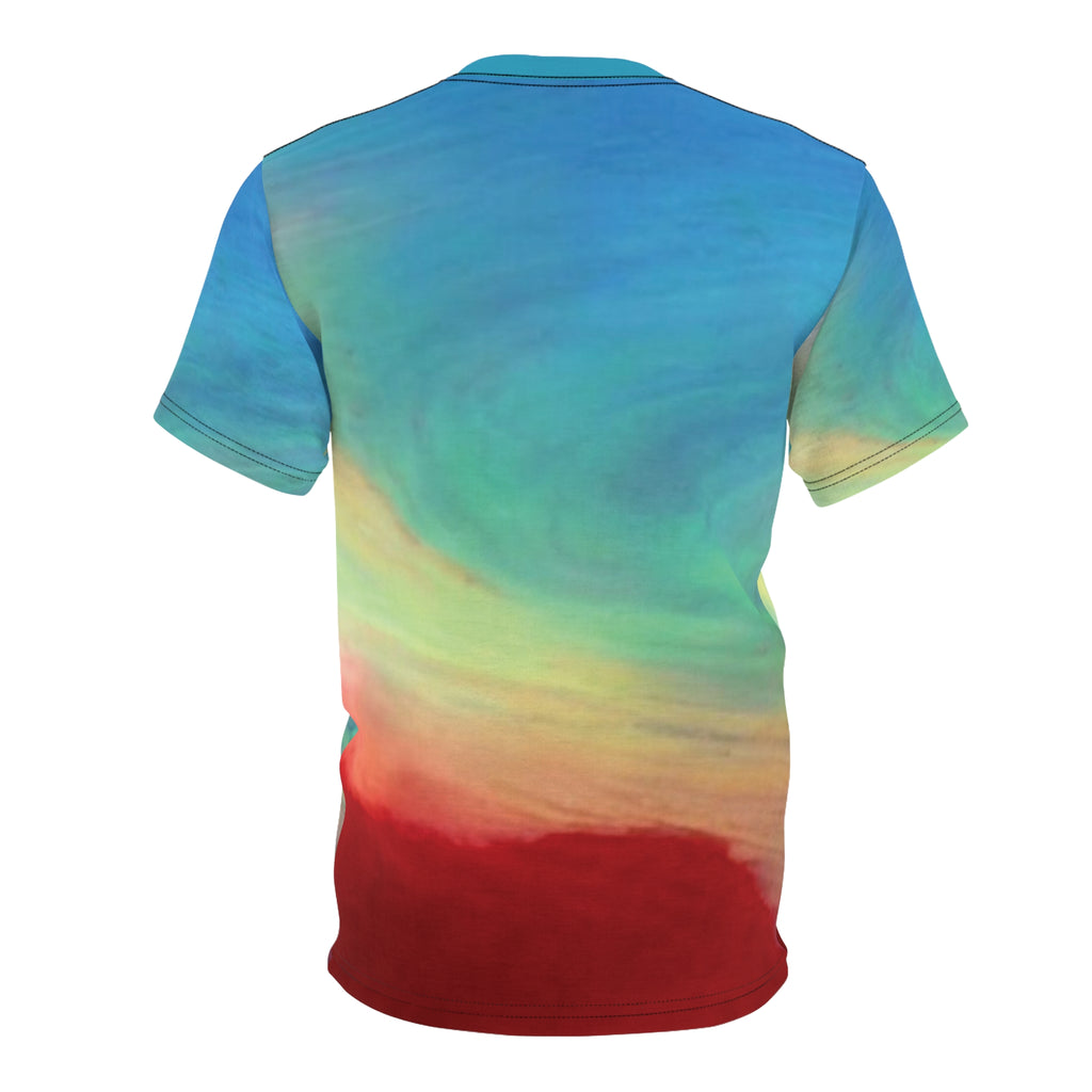 Camiseta colombiana vibrante cortada y cosida