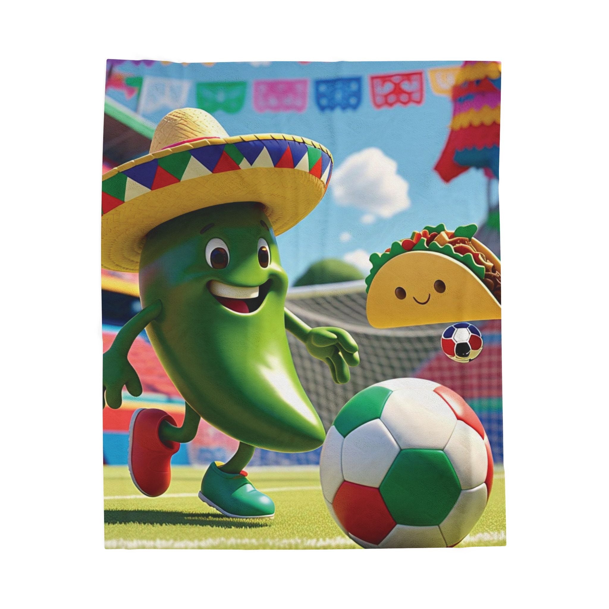 Manta de felpa de terciopelo con diseño de taco de fútbol colorido | Manta acogedora para niños para días de juego y celebraciones.
