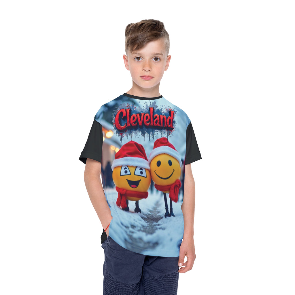 Cleveland Kids Jersey, Fun Holiday Jersey, Kids Team T-Shirt, Unique AOP Shirt, Perfect for Christmas, Gift