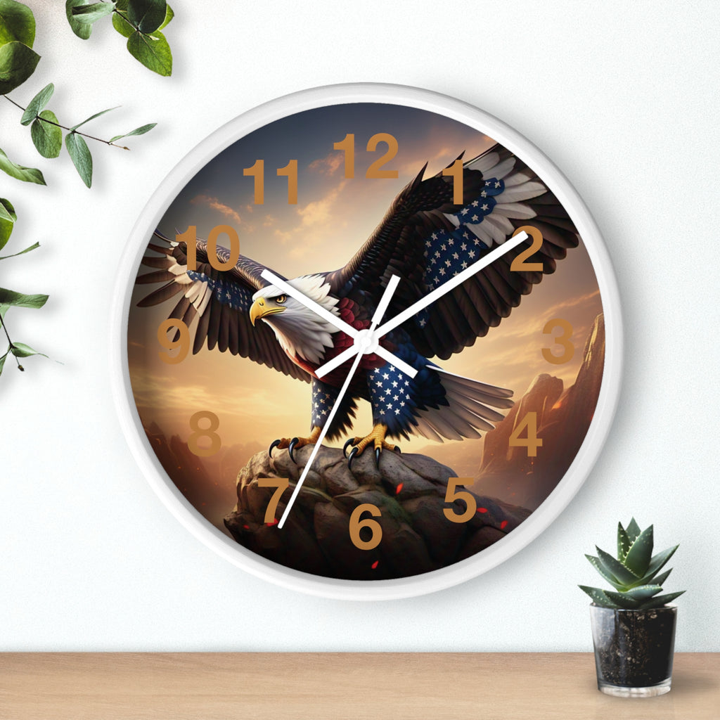 Patriotic Eagle Wall Clock - Bold American Spirit Decor