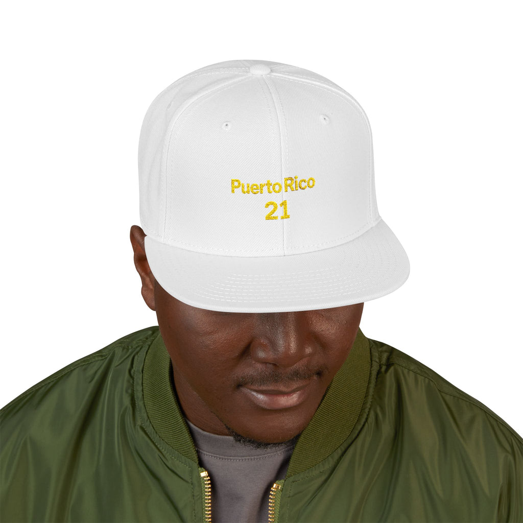 Gorra Snapback bordada Puerto Rico 21: una gorra elegante para los fanáticos del deporte o para uso casual