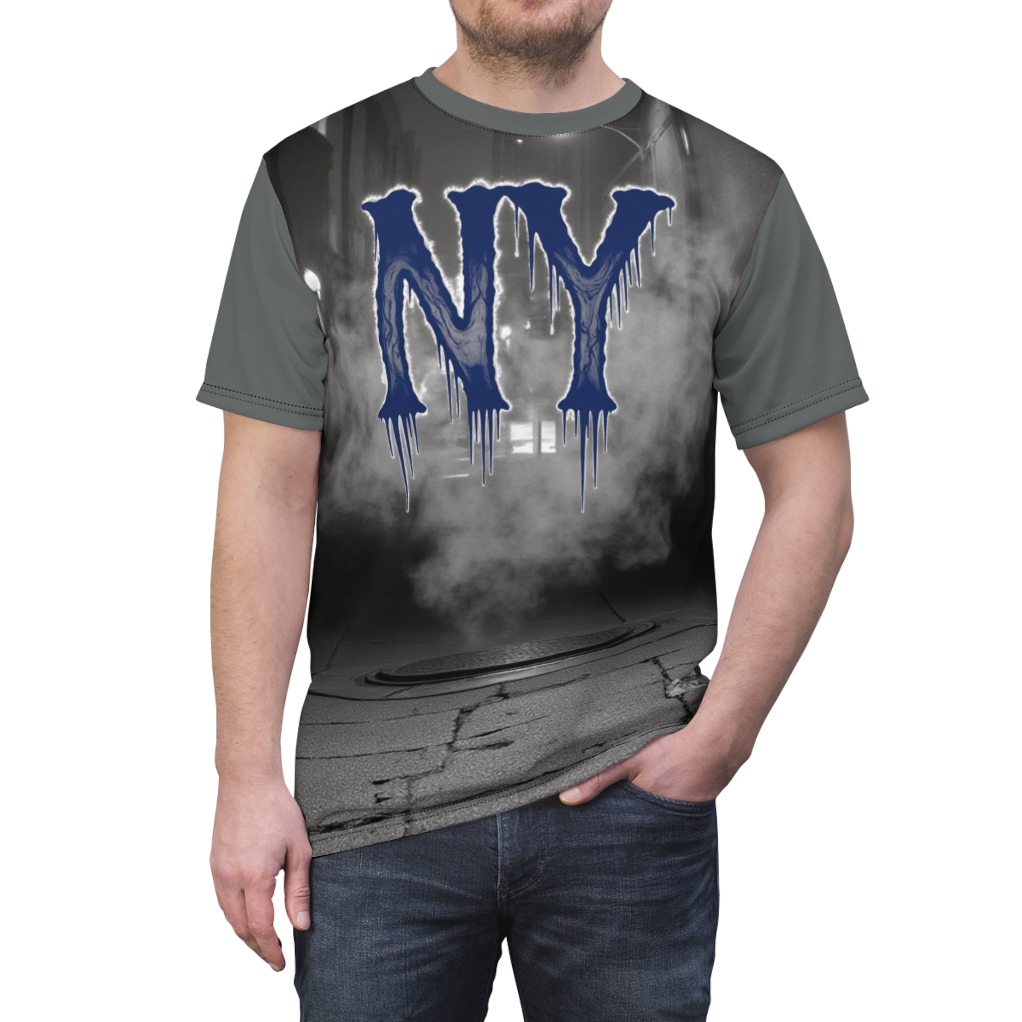 Urban Grunge AOP Tee, Unisex Graphic Shirt, NY City Style Tee, Streetwear Fashion, Casual Outfit
