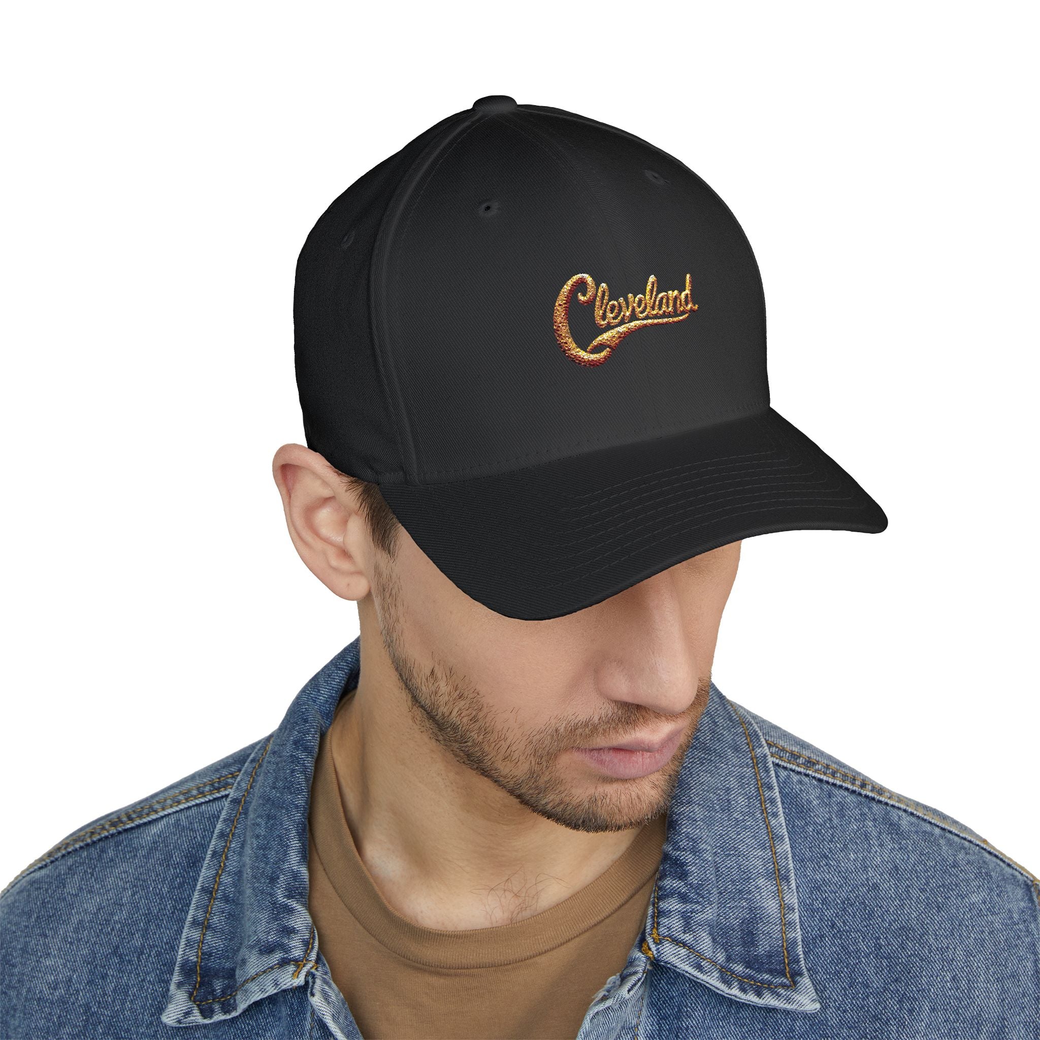 Embroidered 'Cleveland' Script Cap — Classic White Structured Hat