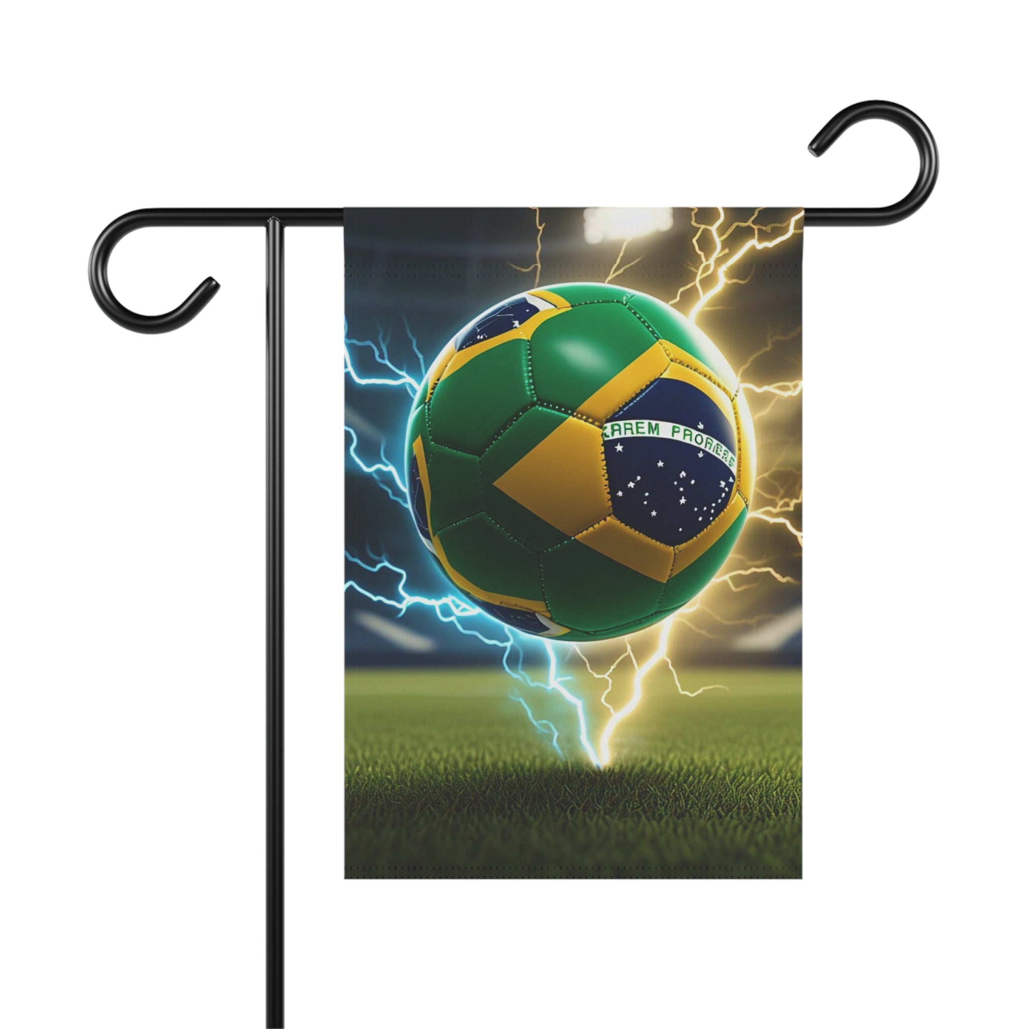 Brasil Flag Soccer Ball Garden Flag — Electric Stadium Soccer Garden Banner