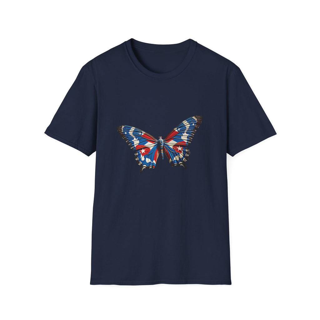 Camiseta con mariposa y bandera cubana