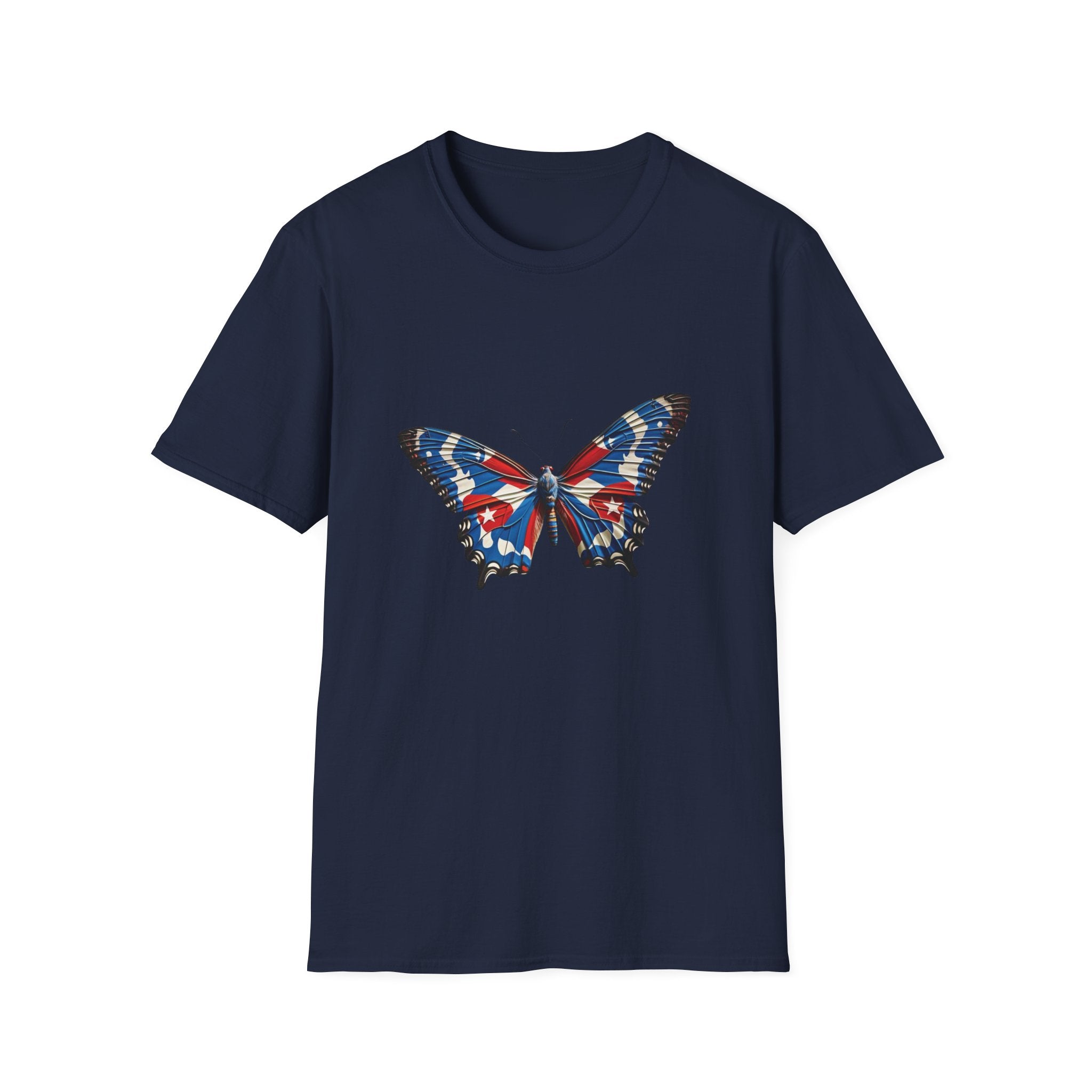 Camiseta con mariposa y bandera cubana