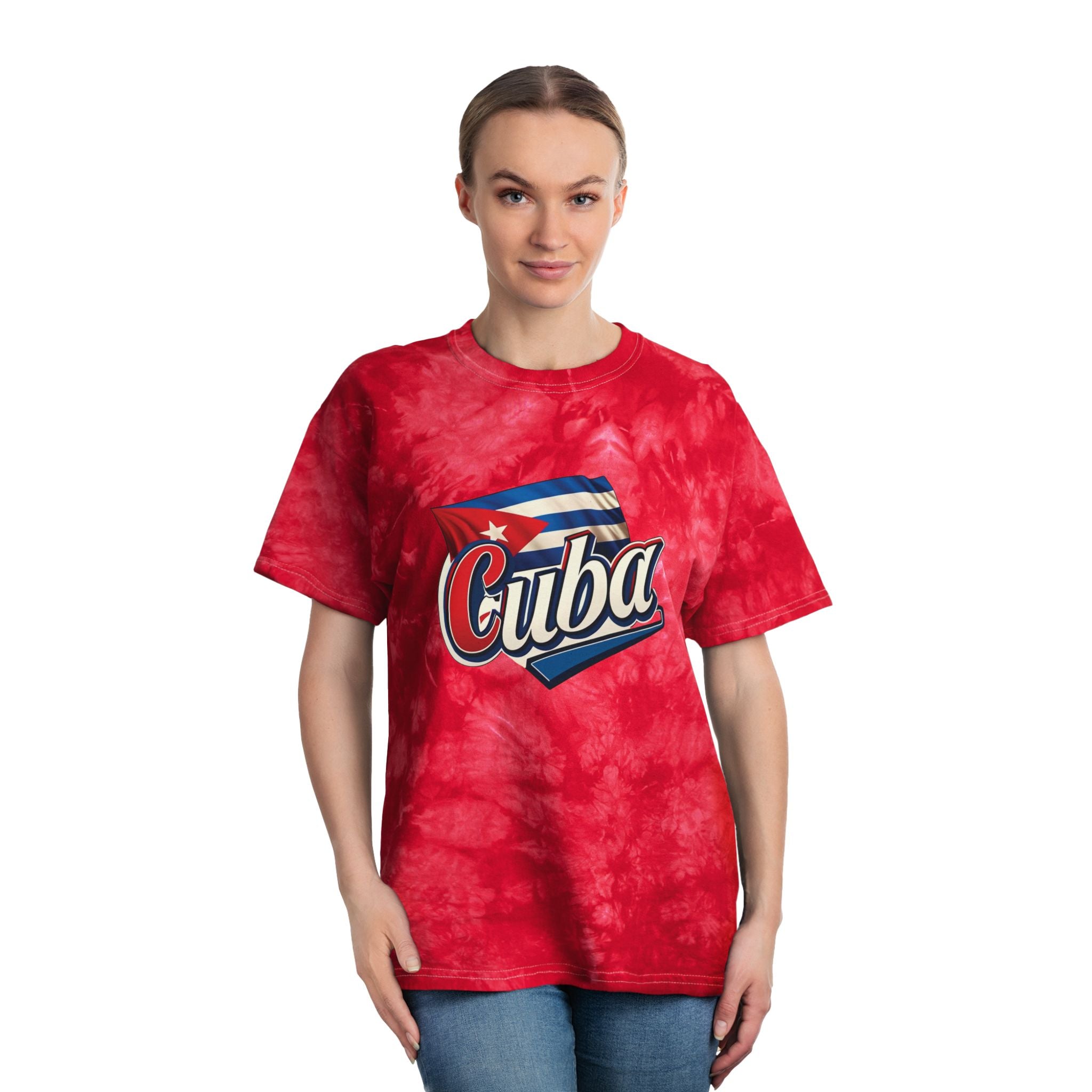 Camiseta tie-dye, camisa de cristales con diseño cubano