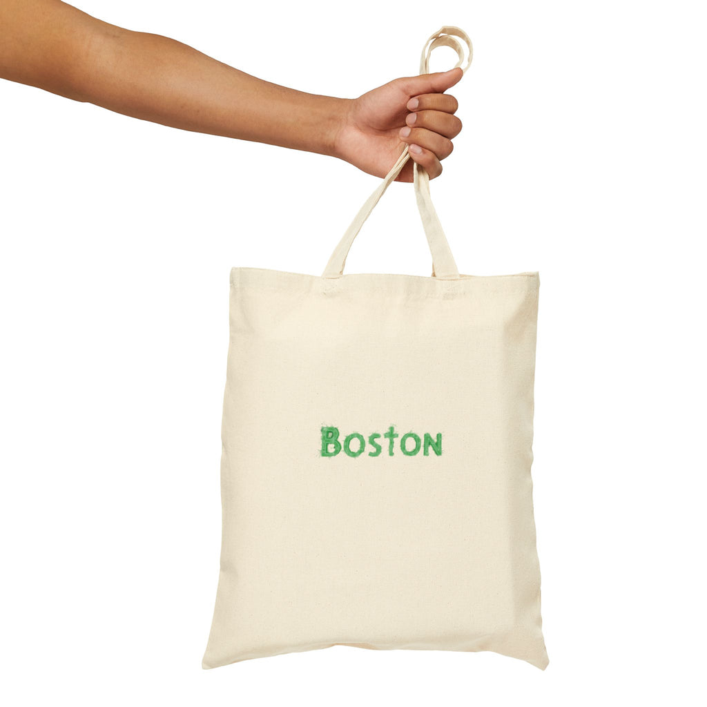 Boston Canvas Tote Bag — Green Embroidered City Market Tote