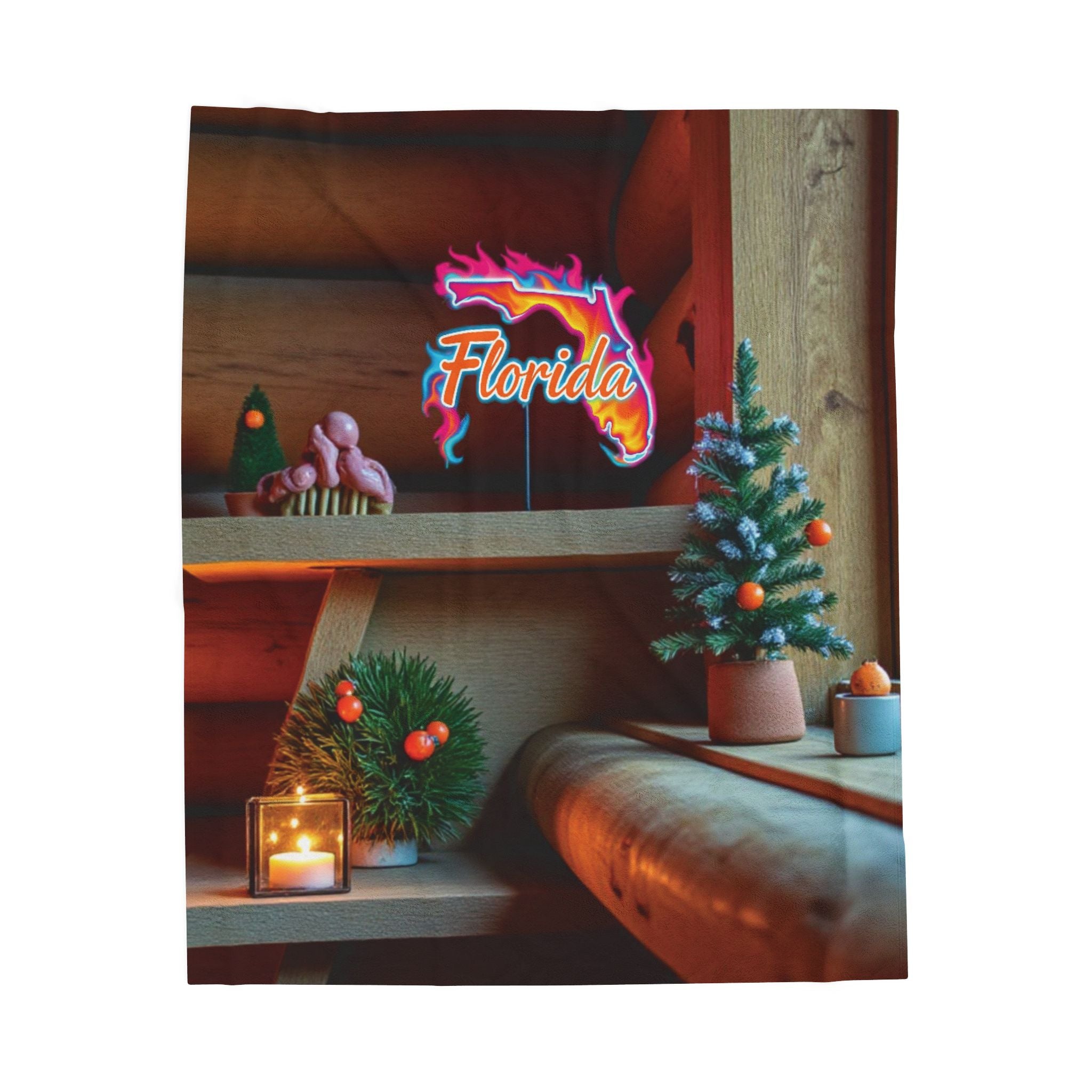 Florida Neon Sign Velveteen Plush Blanket