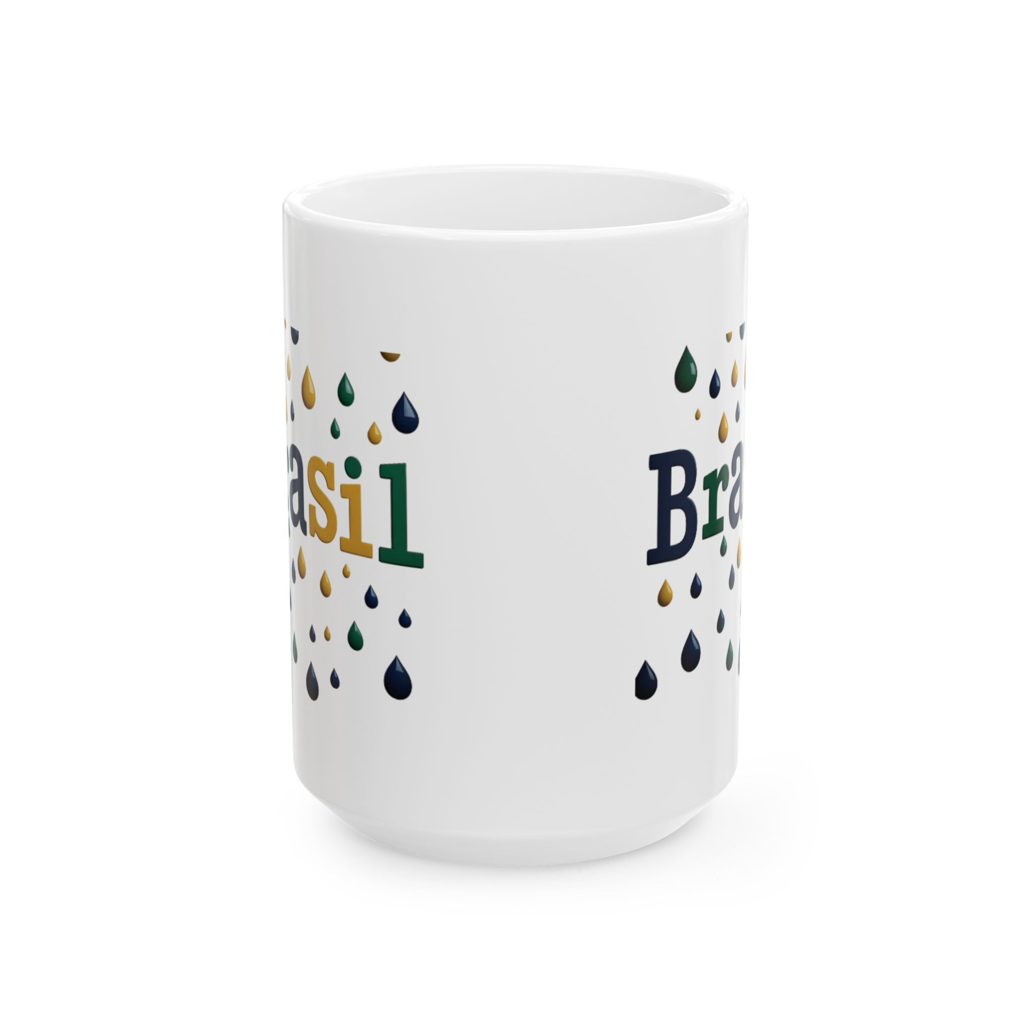Caneca de cerâmica com gotas de chuva do Brasil - Presente perfeito para amantes de café