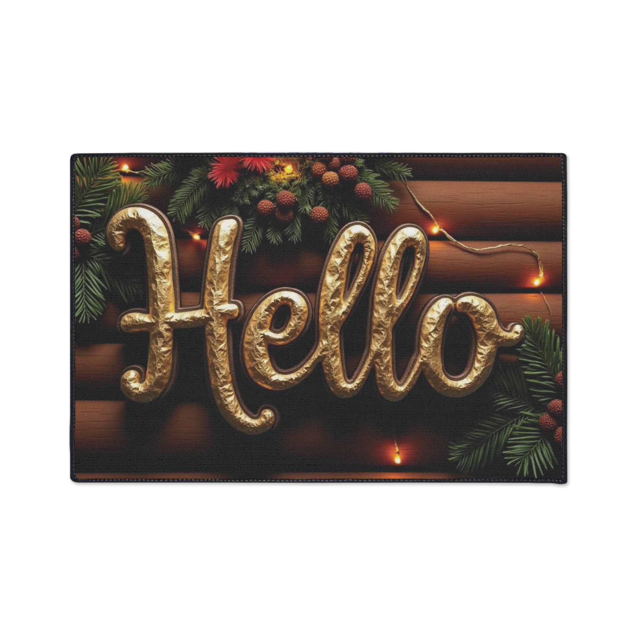 Festive Welcome Floor Mat with 'Hello' Design