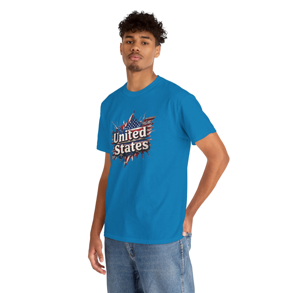 Patriotic USA Unisex Heavy Cotton Tee - American Flag Graphic