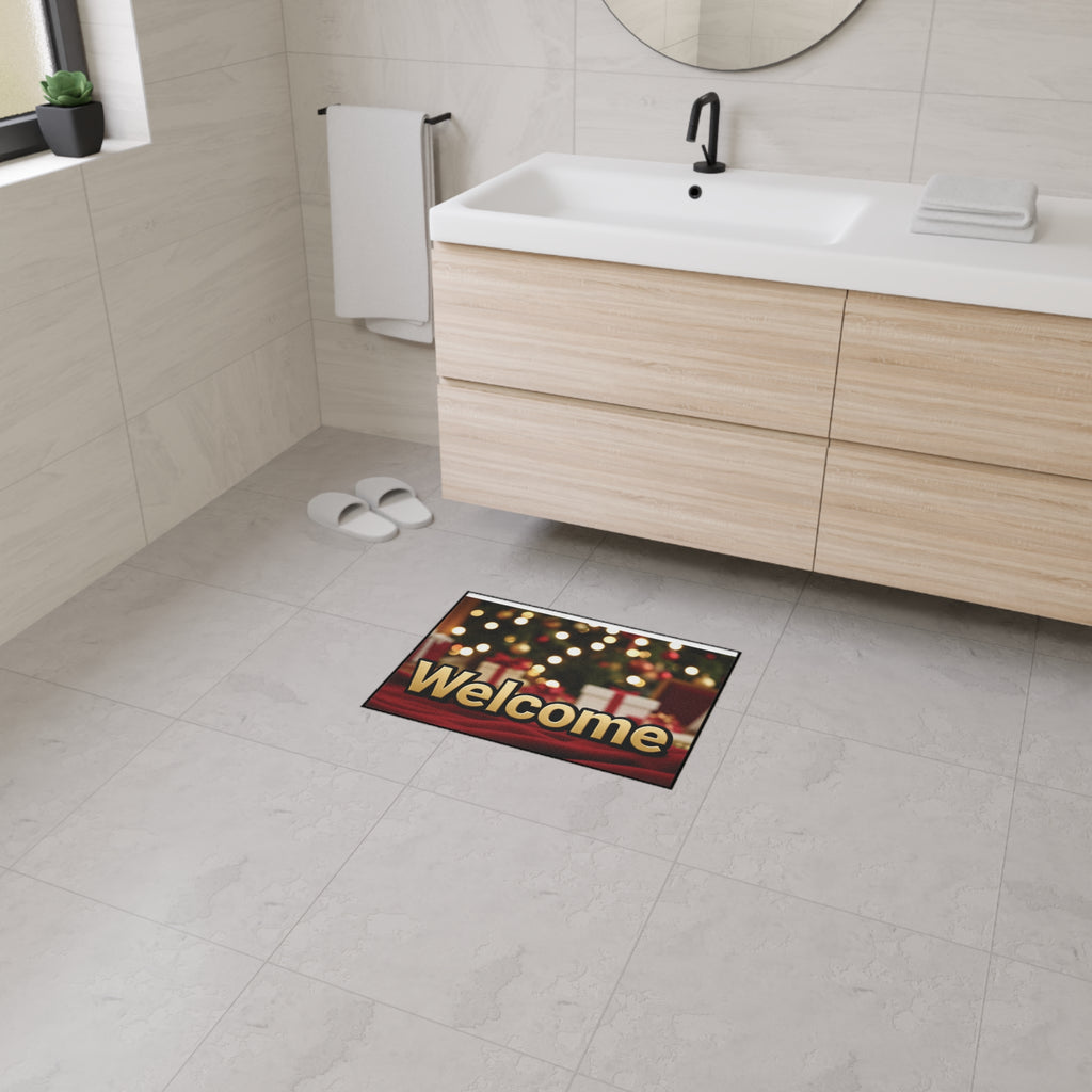 Festive Welcome Floor Mat | Heavy Duty Holiday Door Mat, Indoor/Outdoor Rug, Christmas Decor, Front Porch Mat, Easy Clean Welcome Mat