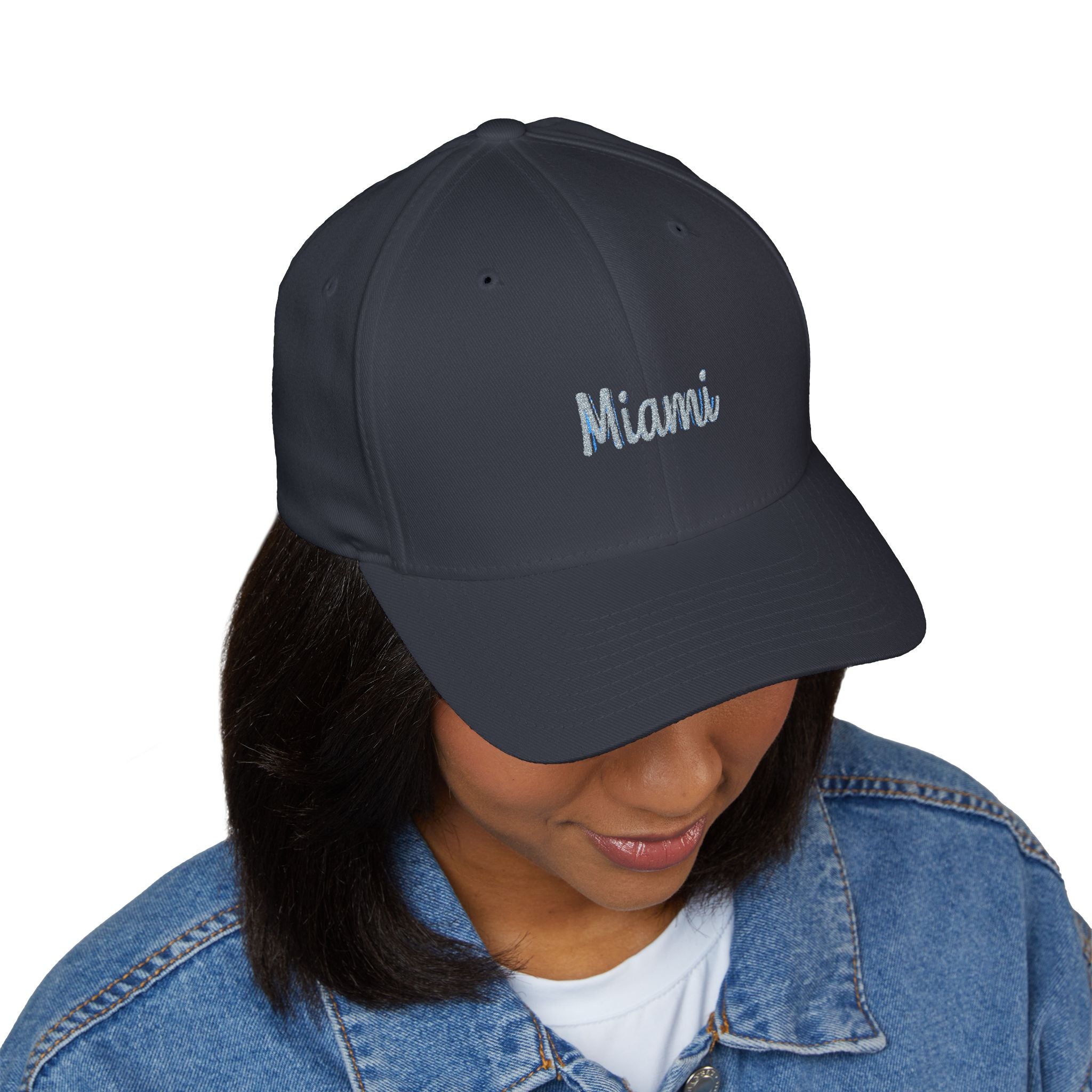 Miami Script Embroidered Cap — Women's Beach Resort Hat