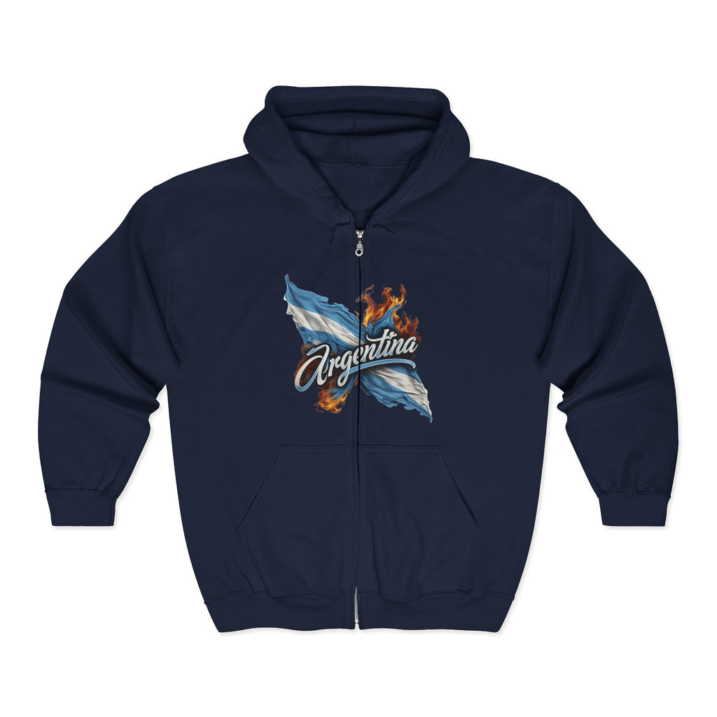 Unisex full-zip hoodie with the Argentine flag