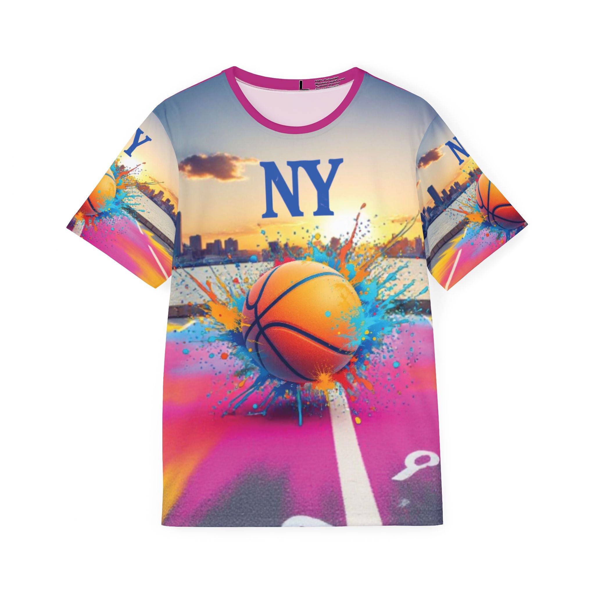 NY Basketball Jersey — Colorful Splash All-Over Print Sports Tee