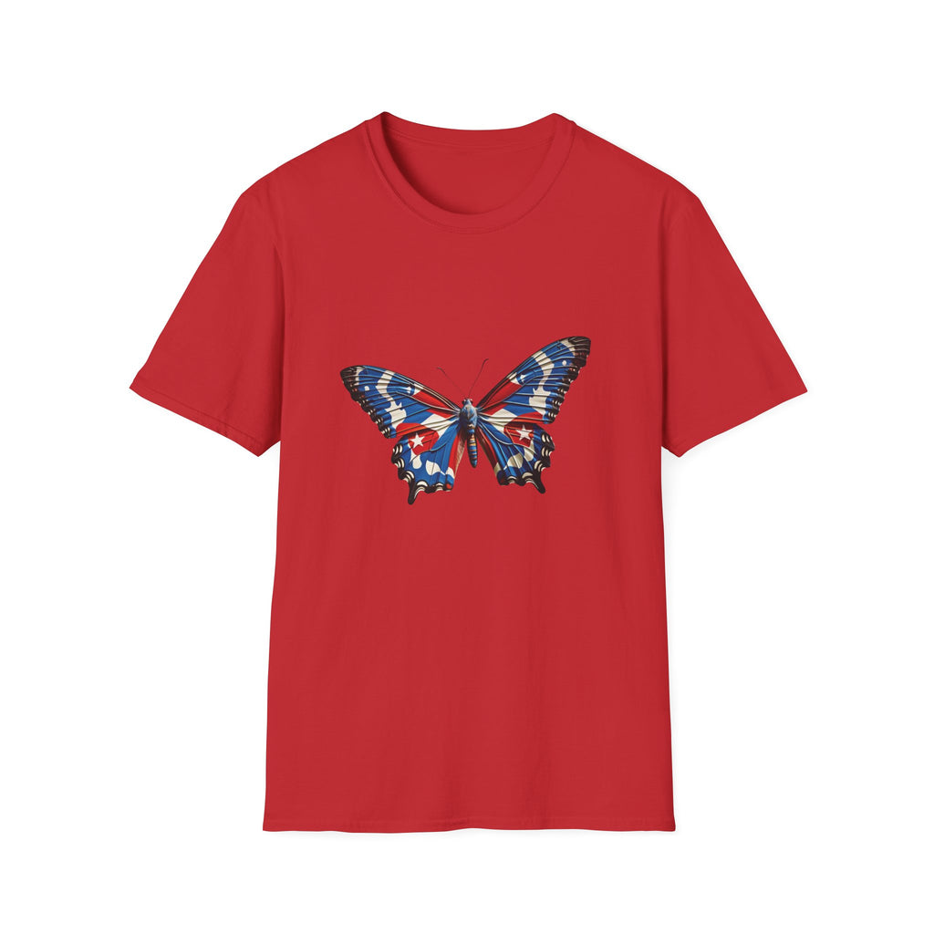 Camiseta con mariposa y bandera cubana