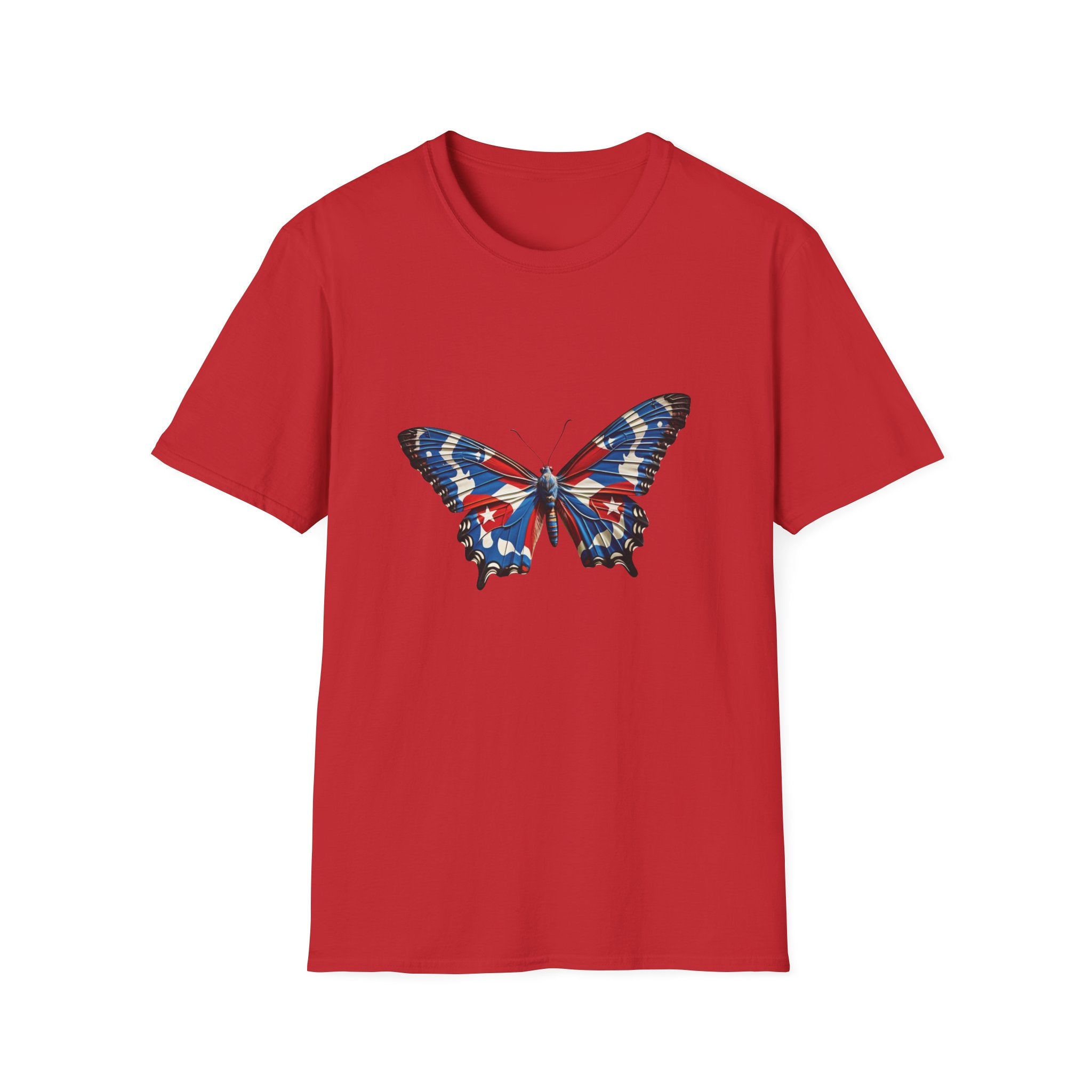 Camiseta con mariposa y bandera cubana